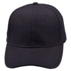 A plain black baseball cap on a white background.