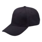 A plain black baseball cap with a curved brim, shown on a white background.