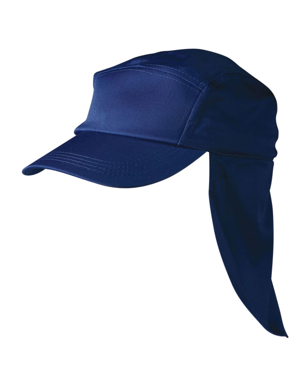 Navy blue cap with a long neck flap.