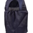 Dark fabric hood with an open face area and a gathered back section.