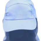 Light blue cap with a neck flap, viewed from the front.