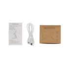 Wireless charger instructions, a white USB cable, and packaging box on a white background.
