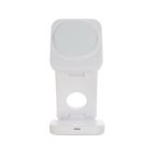 White, foldable wireless charging stand with a circular charging pad and USB-C port.