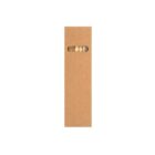 Tall brown cardboard box with an oval cutout showing the neck of a wine bottle inside.