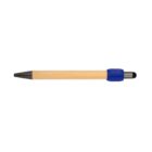 A bamboo pen with a blue grip and black tip, shown on a white background.