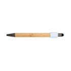 Bamboo pen with a metal tip and a white grip, isolated on a white background.