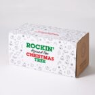 White box with “Rockin’ Around the Christmas Tree” text and festive illustrations.