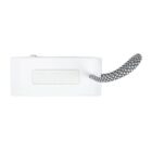 White electronic device with three buttons and a patterned cord on the right side.