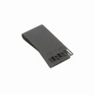 Black metal money clip with CERRUTI 1881 engraved on one end, angled on white background.