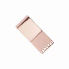 Rose gold rectangular USB flash drive on a white background.