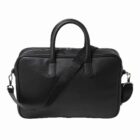 Black leather briefcase with handles and a detachable shoulder strap.