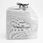 White drawstring bag with CERRUTI 1881 text printed on the front.
