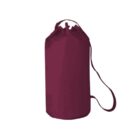 A maroon duffel bag with a handle and a shoulder strap on a white background.