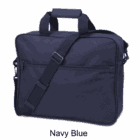 Navy blue shoulder bag with handles and an adjustable strap.