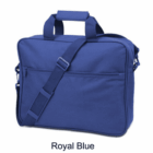 Royal blue shoulder bag with handle and front pocket.