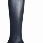 A single black knee-high sock with a folded cuff, shown on a plain white background.