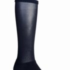 Black knee-high sock with two white stripes near the top, shown on a white background.