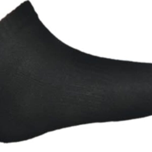 A single black ankle sock on a white background.