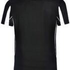Black short-sleeve sports shirt with white accents, shown from the back.