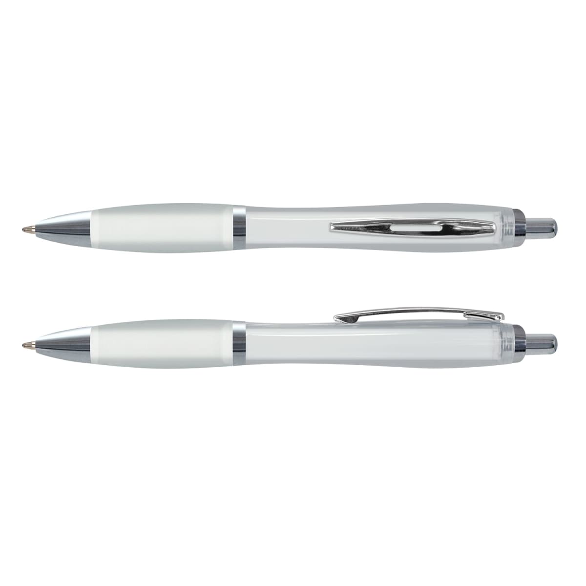 Two silver and white Vistro Pen - Translucent, shown from the side and top views.
