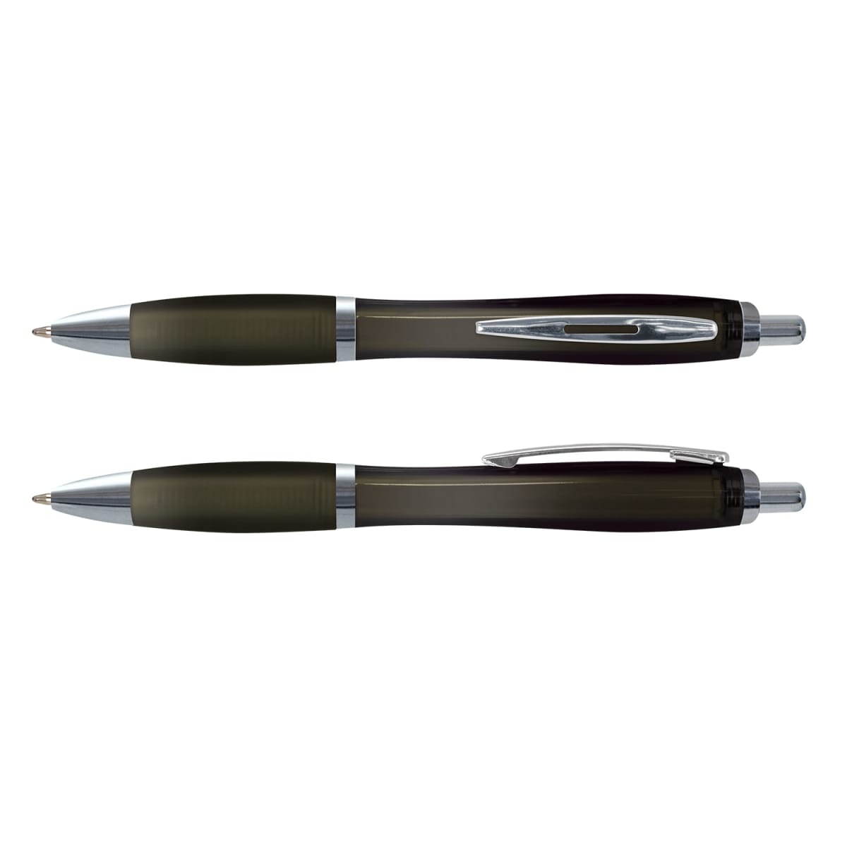 Two black Vistro Pen - Translucent, shown from side and top views with silver accents.