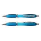 Two blue Vistro Pen - Translucent pens with silver accents, shown from side and top views.