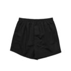 Black cotton boxer shorts with an elastic waistband, laid flat on a white background.