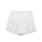 White cotton boxer shorts with an elastic waistband, laid flat on a white background.