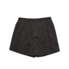 Dark plaid mens boxer shorts laid flat on a white background.