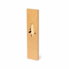 Rectangular wooden block with a tree-shaped cutout in the center.
