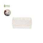 Beige double-sided pet comb made from wheat straw, with a cat and owner in a small circle.