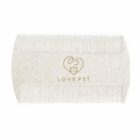 White double-sided pet comb with LOVE PET logo and heart design in the center.