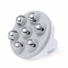 White round massage head with six metal rotating balls.
