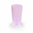 A glowing translucent cup with colorful LED lights at the base.