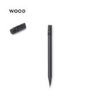 A black wooden pencil with a black eraser on a white background.