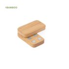 Two bamboo domino pieces, one flat and one standing, with the word BAMBOO above them.