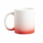 White ceramic mug with a red gradient at the bottom, on a plain white background.