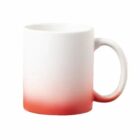 White ceramic mug with a red gradient at the bottom, on a plain white background.