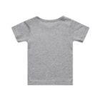 Plain gray short-sleeve t-shirt laid flat, shown from the back.