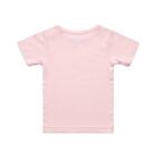 Light pink short-sleeve t-shirt shown flat with the back side facing up.