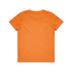 Plain orange short-sleeve t-shirt displayed flat, shown from the back.