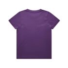 Plain purple short-sleeve t-shirt shown flat from the back.