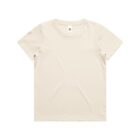 Plain, short-sleeve cream-colored t-shirt laid flat on a white background.