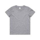 Plain gray short-sleeve T-shirt laid flat on a white background.