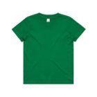Plain green short-sleeve t-shirt on a white background.