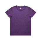 Plain purple short-sleeve t-shirt displayed on a white background.
