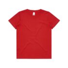 A plain red short-sleeve t-shirt on a white background.