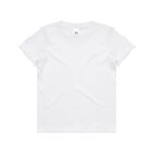 Plain white short-sleeve T-shirt laid flat on a white background.