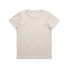 Plain light beige short-sleeve t-shirt displayed on a white background.