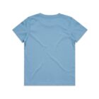 Plain light blue short-sleeve t-shirt shown from the back on a white background.